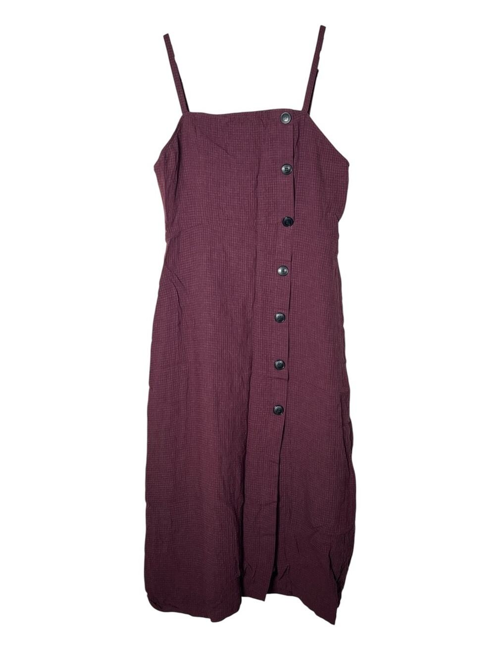 First Monday burgundy red button-down midi dress size medium M B181